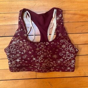 JustFab Red and Gold Racerback Sports Bra